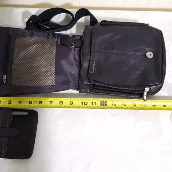 NEW Travelon Dark Brown 100% Leather Small Crossbody Anti-Theft Travel Bag Purse - Picture 15 of 16